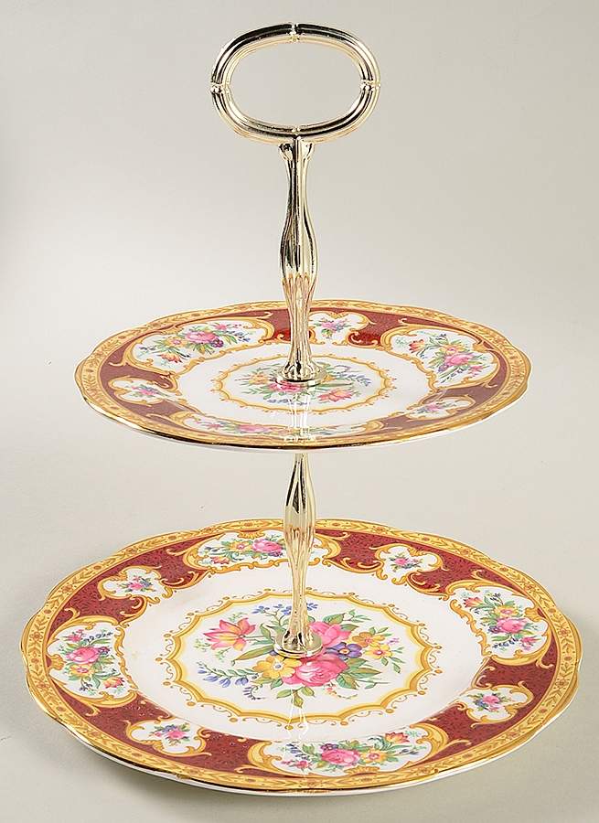 Lady Hamilton 2-Tiered Serving Tray (Salad & Bread/Butter Plate) by Royal Albert-1
