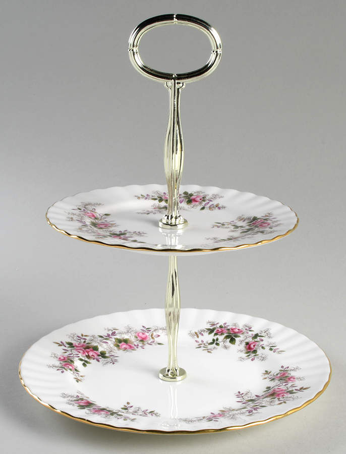 Lavender Rose 2-Tiered Serving Tray (Salad & Bread/Butter Plate) by Royal Albert-1