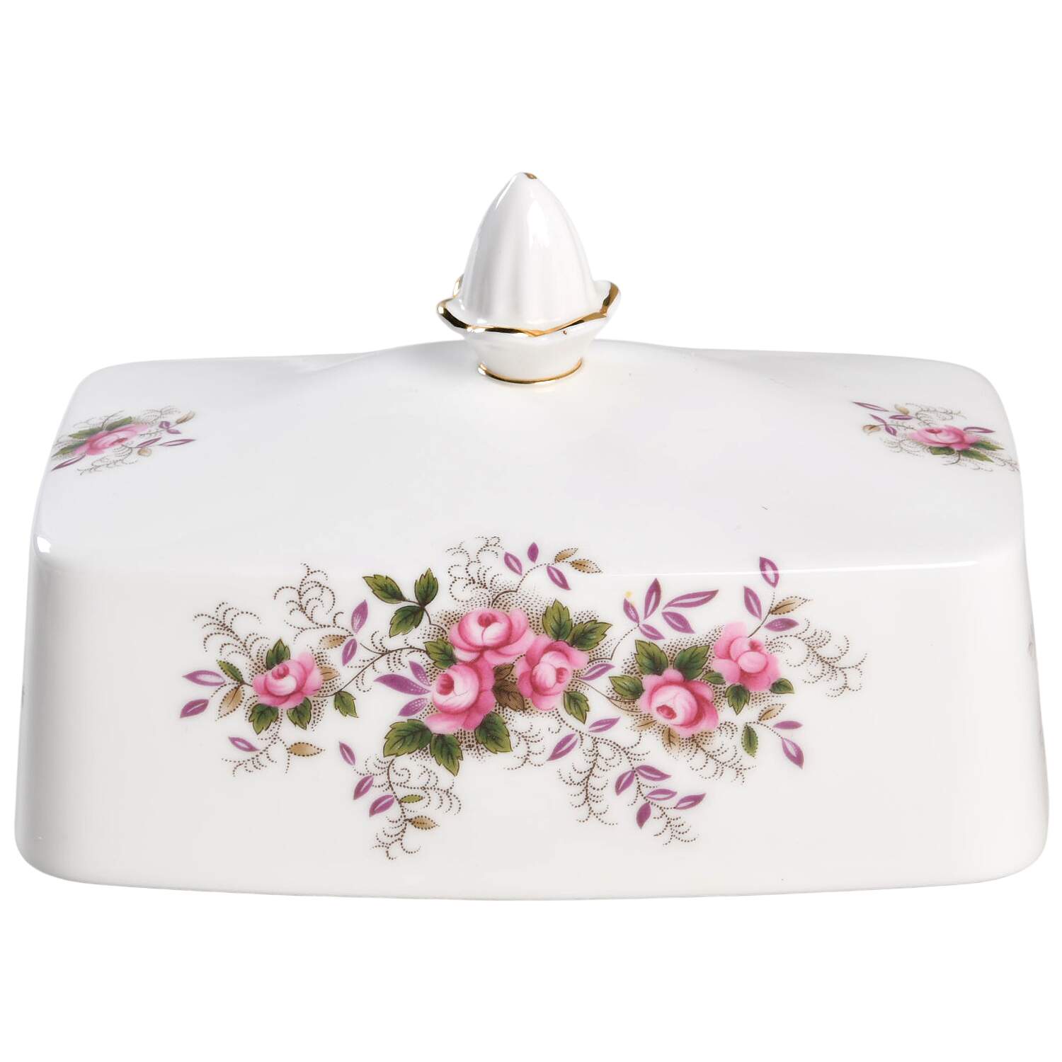 Lavender Rose Lid for Rectangular Butter by Royal Albert-1
