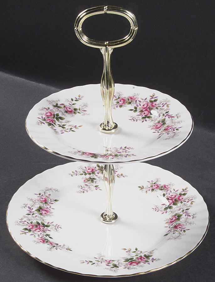 Lavender Rose 2-Tiered Serving Tray (Salad & Bread/Butter Plate) by Royal Albert-1