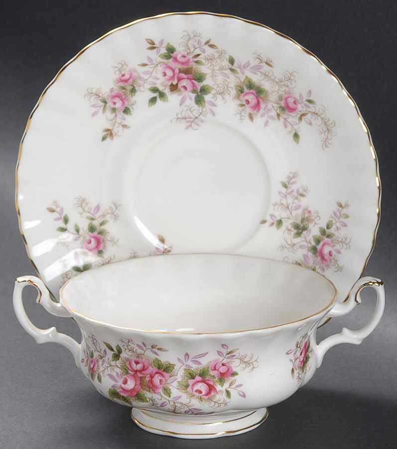 Lavender Rose Footed Cream Soup Bowl & Saucer Set by Royal Albert-1