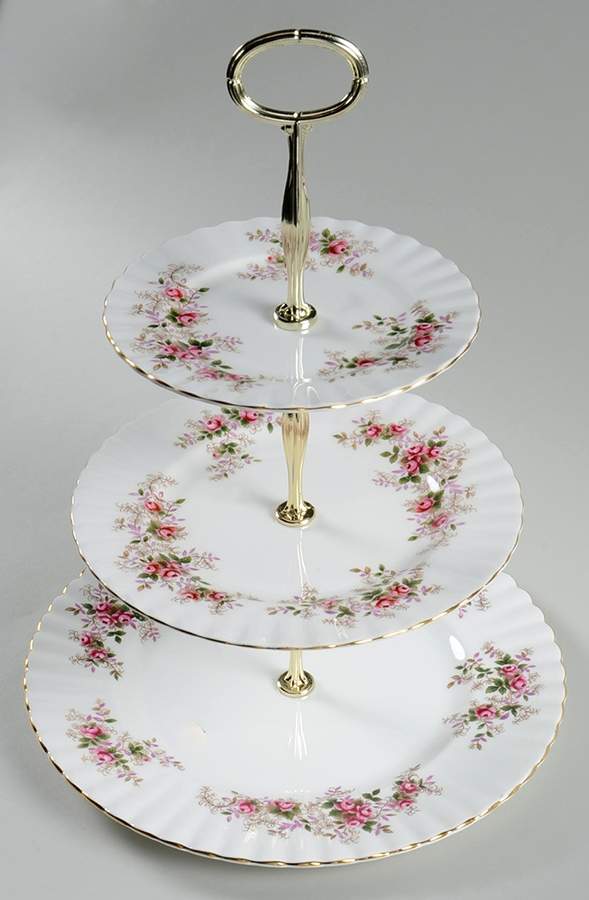 Lavender Rose 3-Tiered Serving Tray (DP, SP, BB) by Royal Albert-1