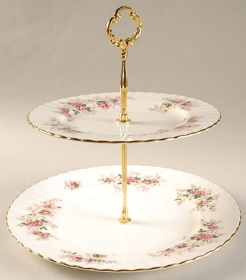 Lavender Rose 2 Tiered Serving Tray (Dinner & Salad Plate) by Royal Albert-1