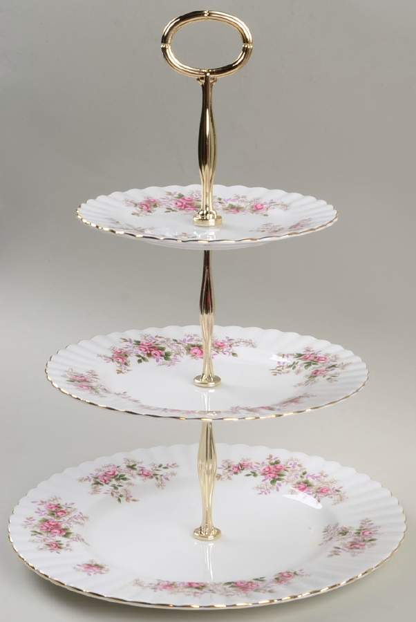 Lavender Rose 13 7/8"-14 1/4" 3-Tiered Serving Tray(DP,SP,BB) HC by Royal Albert-1