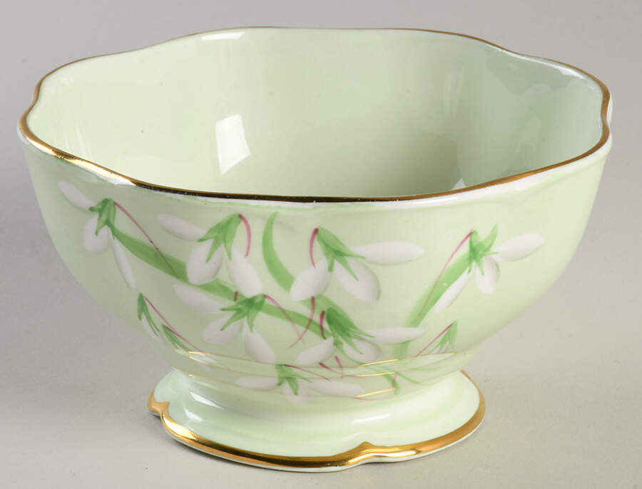 Laurentian Snowdrop Pale Green Open Sugar Bowl by Royal Albert-1