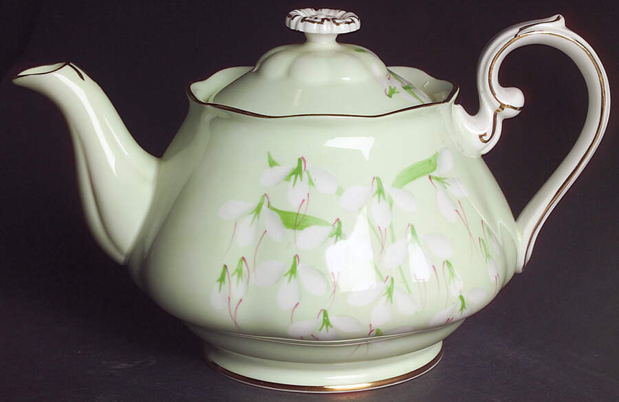 Laurentian Snowdrop Pale Green Small Teapot & Lid by Royal Albert-1