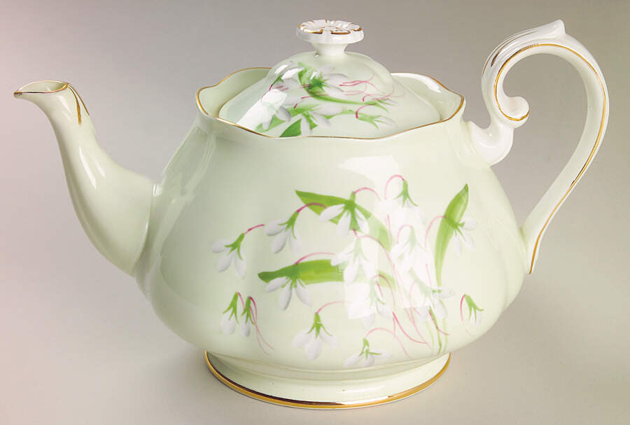 Laurentian Snowdrop Pale Green Teapot & Lid by Royal Albert-1