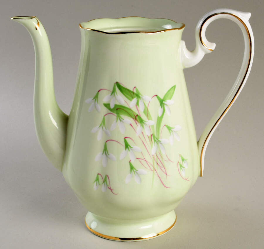 Laurentian Snowdrop Pale Green Coffee Pot No Lid by Royal Albert-1