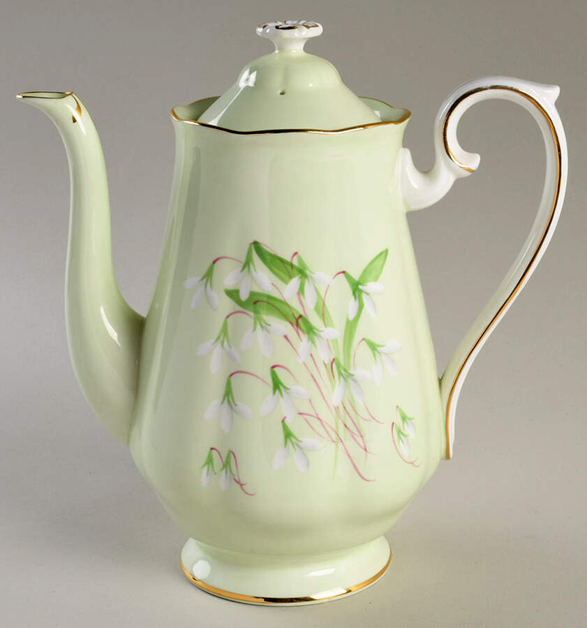 Laurentian Snowdrop Pale Green Coffee Pot & Lid by Royal Albert-1