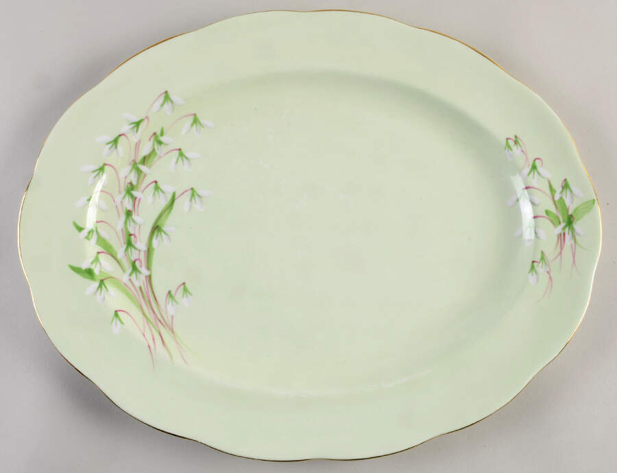 Laurentian Snowdrop Pale Green 15" Oval Serving Platter by Royal Albert-1