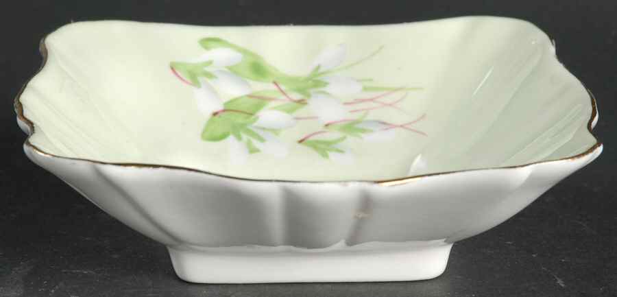 Laurentian Snowdrop Pale Green Small Square Sweet Meat Dish by Royal Albert-1