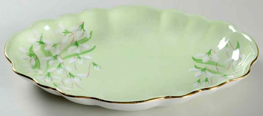 Laurentian Snowdrop Pale Green 10" Oval Vegetable Bowl by Royal Albert-1