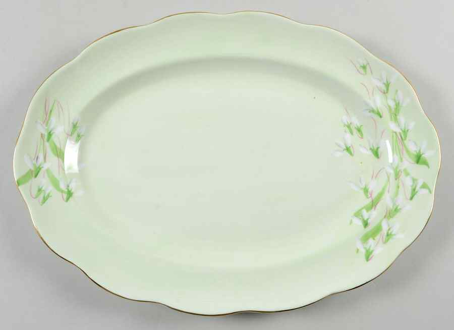 Laurentian Snowdrop Pale Green 13" Oval Serving Platter by Royal Albert-1