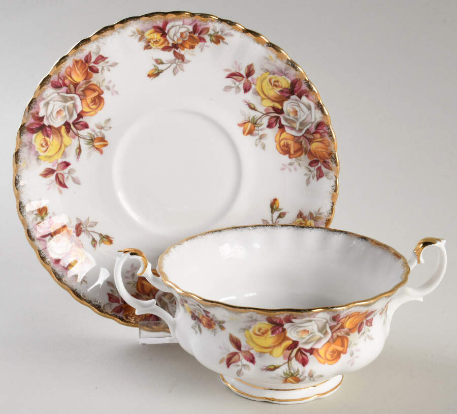Lenora Footed Cream Soup Bowl & Saucer Set by Royal Albert-1