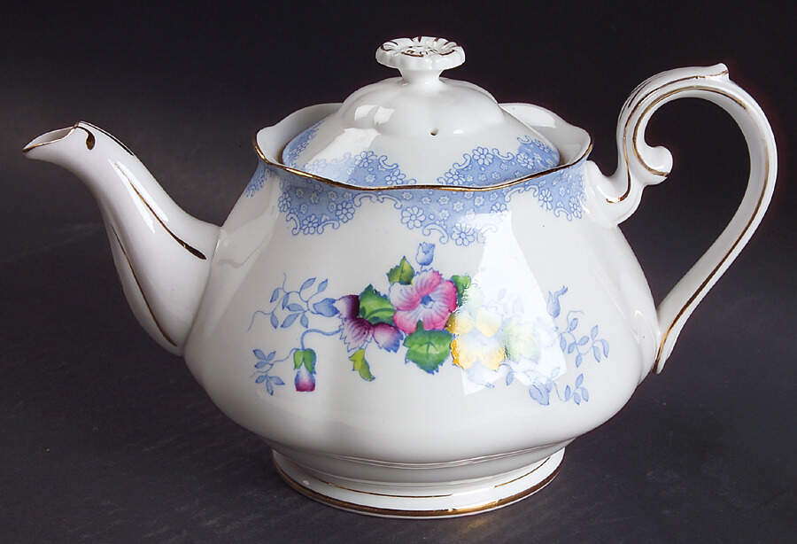 Lovelace Blue Teapot & Lid by Royal Albert-1