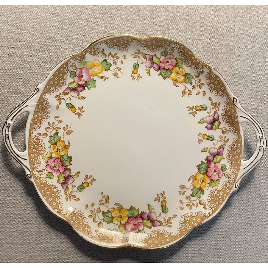 Lovelace Brown Handled Cake Plate by Royal Albert-1