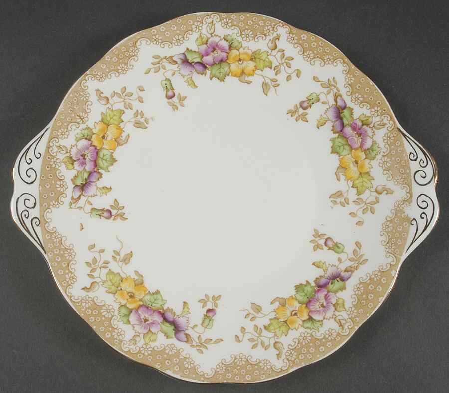 Lovelace Brown Handled Cake Plate by Royal Albert-1