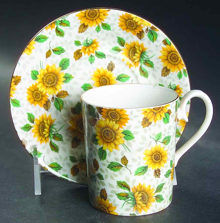 Marguerite (Corinth Shape) Flat Cup & Saucer Set by Royal Albert-1