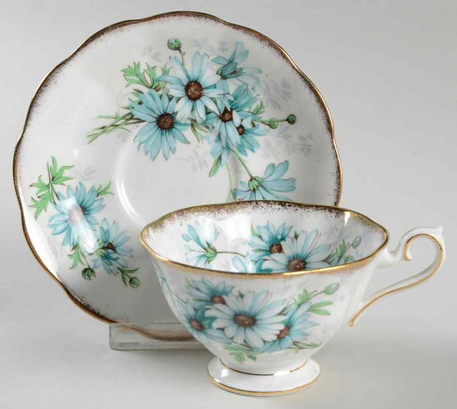 Marguerite (Hampton Shape) Footed Cup & Saucer Set by Royal Albert-1