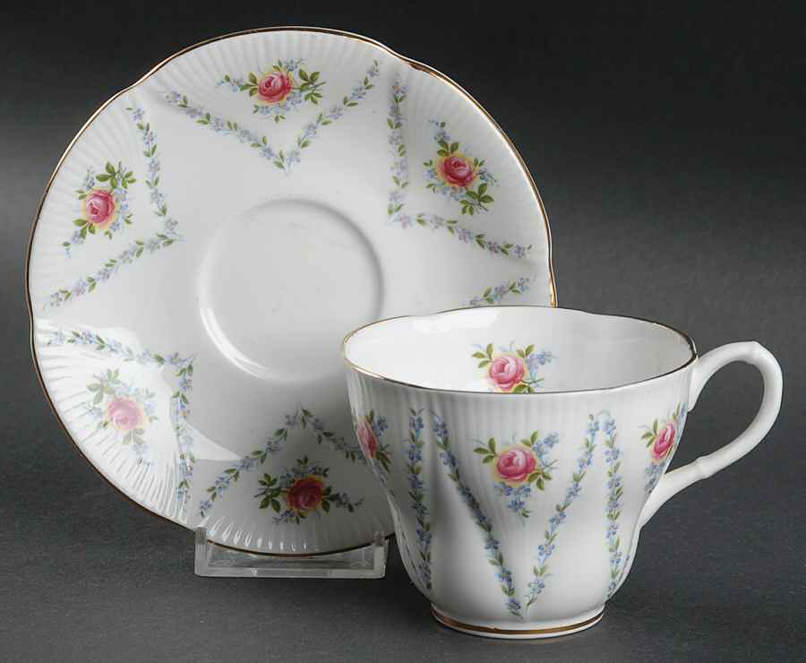 Minuet (Pink & Blue) Flat Cup & Saucer Set by Royal Albert-1
