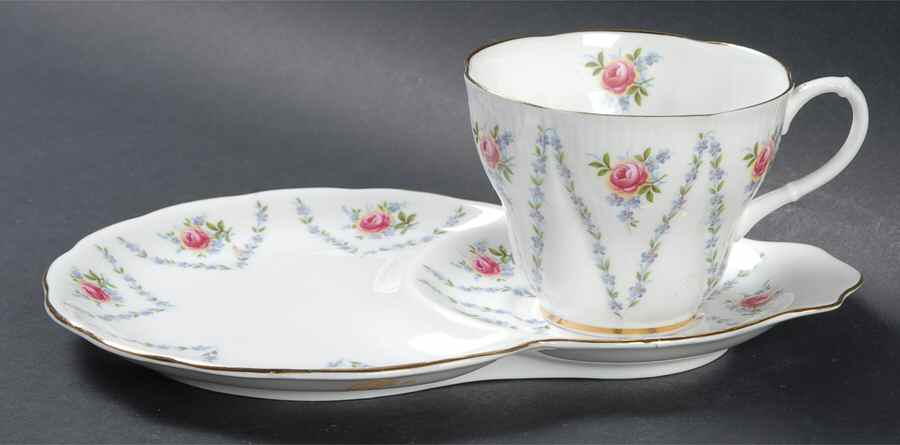 Minuet (Pink & Blue) Dessert Plate & Cup Set by Royal Albert-1