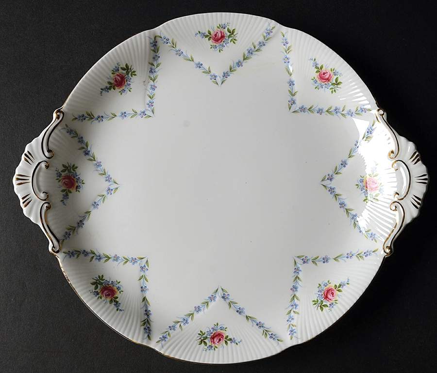 Minuet (Pink & Blue) Handled Cake Plate by Royal Albert-1