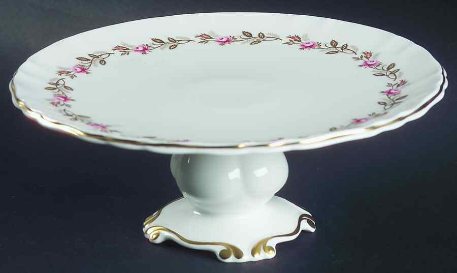 Minuet (Pink & Gold) 9" Diameter Pedestal Cake Stand by Royal Albert-1
