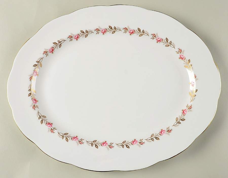 Minuet (Pink & Gold) 15" Oval Serving Platter by Royal Albert-1