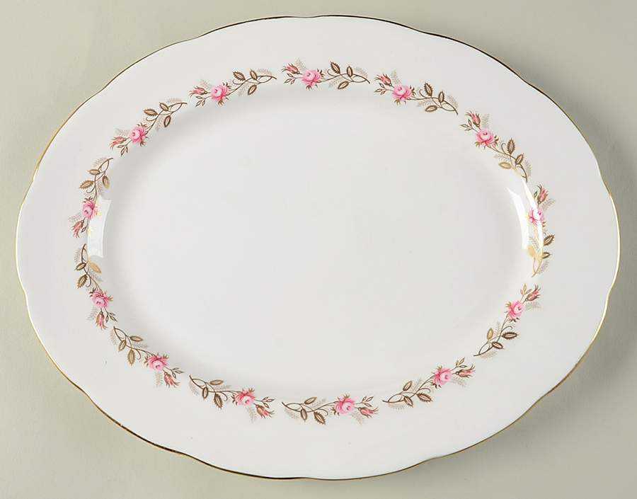 Minuet (Pink & Gold) 13" Oval Serving Platter by Royal Albert-1