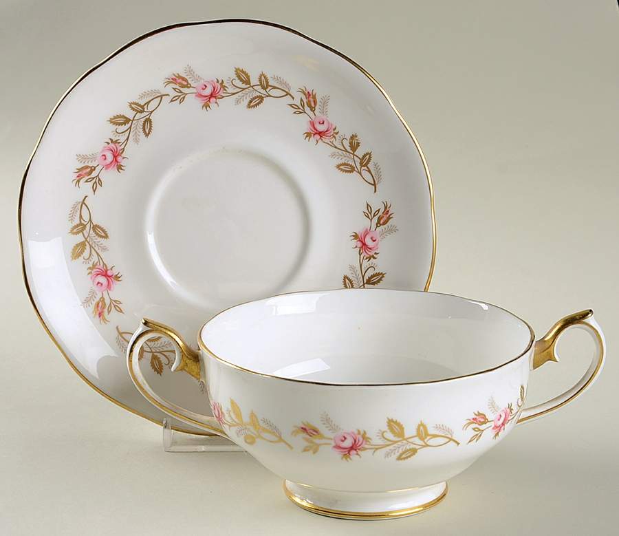 Minuet (Pink & Gold) Footed Cream Soup Bowl & Saucer Set by Royal Albert-1
