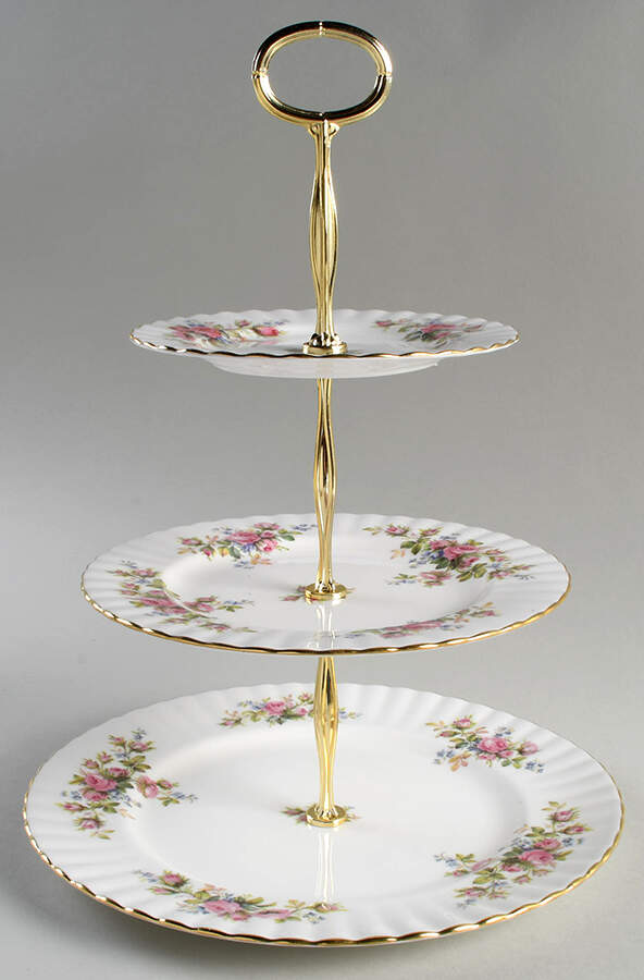 Moss Rose (Montrose Shape) 13 7/8"-14 1/4" 3-Tiered Serving Tray(DP,SP,BB) HC by Royal Albert-1