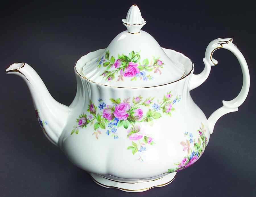 Moss Rose (Montrose Shape) Small Teapot & Lid by Royal Albert-1