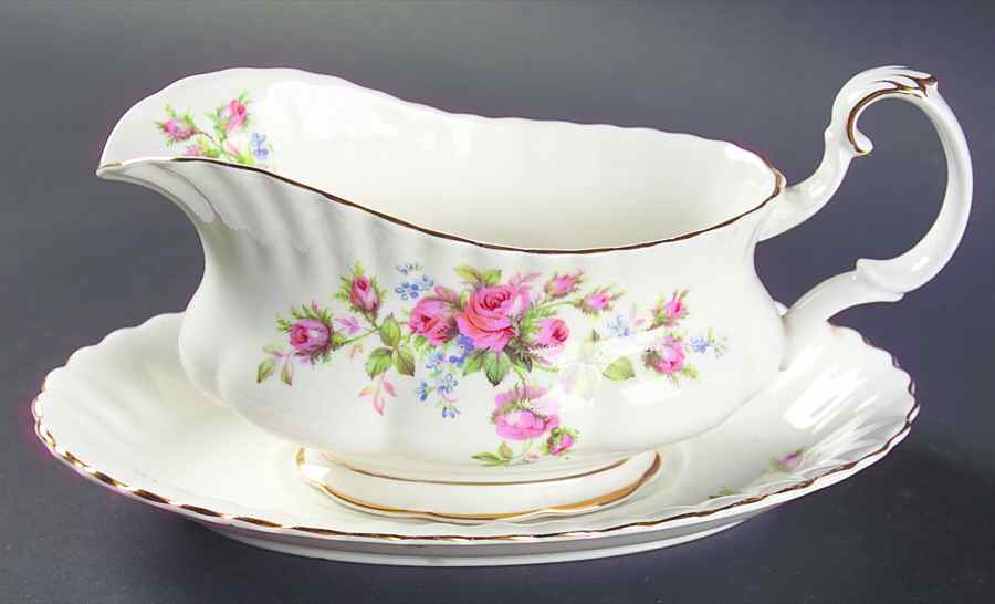 Moss Rose (Montrose Shape) Gravy Boat & Underplate by Royal Albert-1