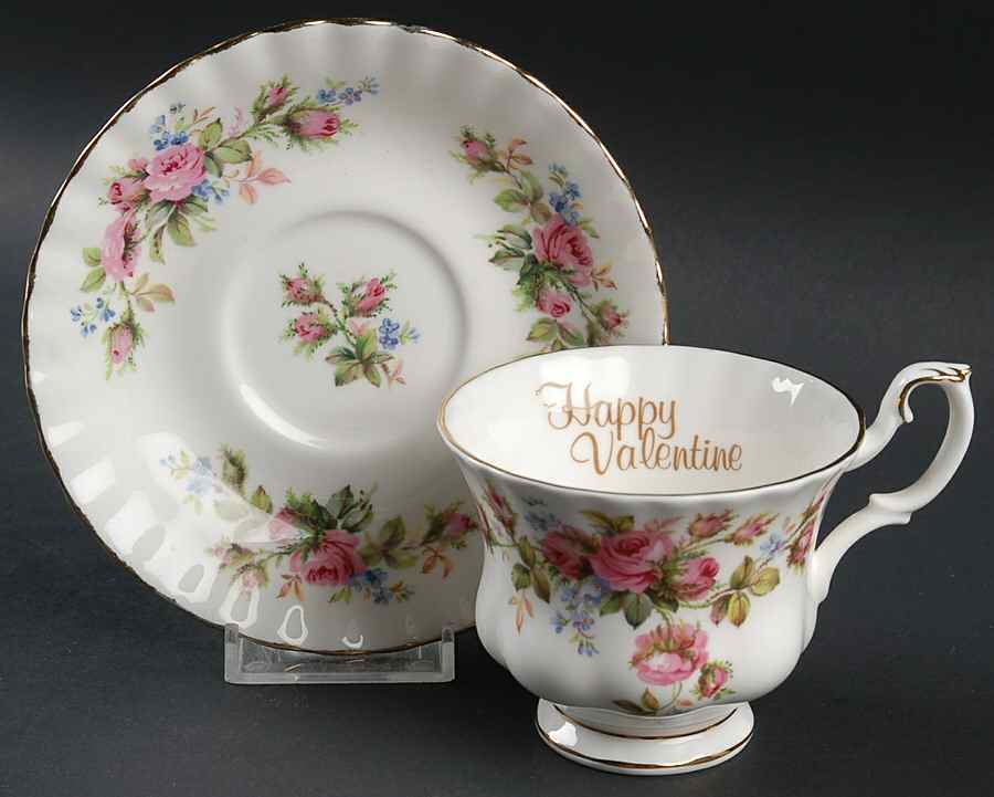 Moss Rose (Montrose Shape) Footed Cup & Saucer Set by Royal Albert-1