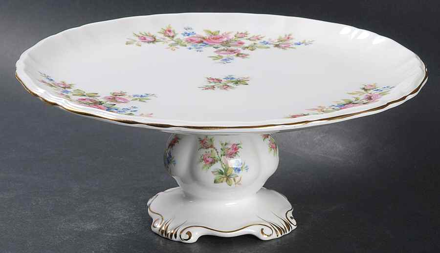 Moss Rose (Montrose Shape) 9" Diameter Pedestal Cake Stand by Royal Albert-1