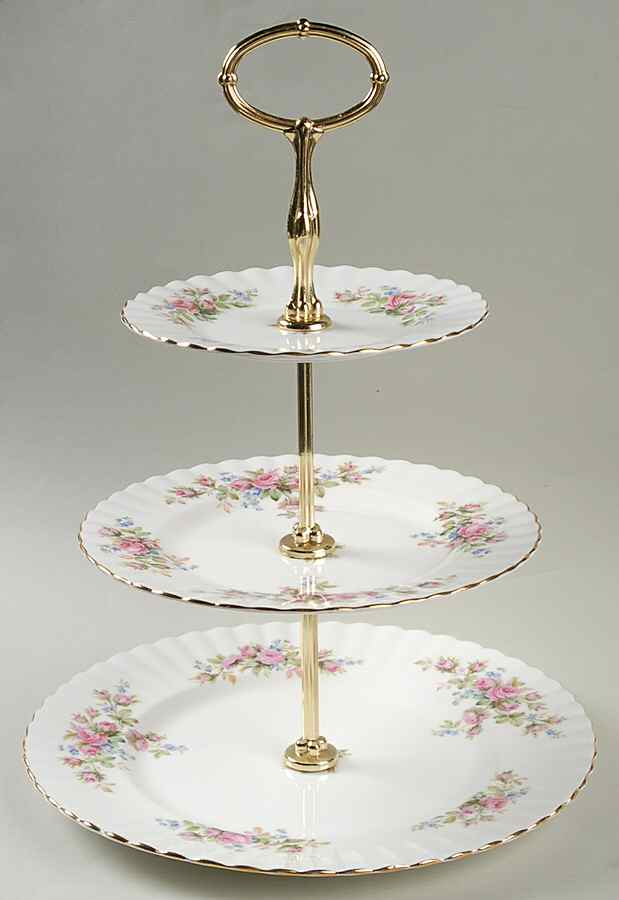 Moss Rose (Montrose Shape) 3 Tiered Serving Tray (DPM1,SPM1,BBM1) by Royal Albert-1