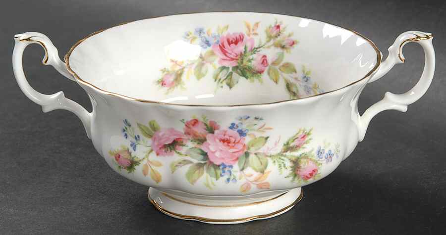 Moss Rose (Montrose Shape) Footed Cream Soup Bowl by Royal Albert-1