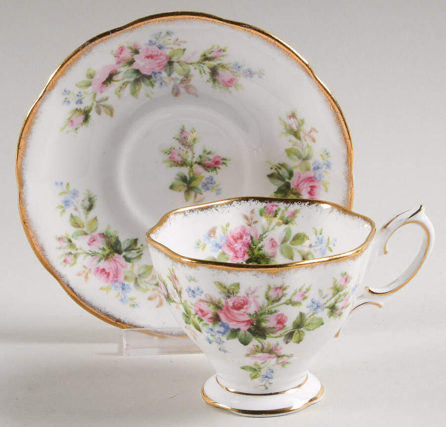 Moss Rose (Hampton, Older) Footed Cup & Saucer Set by Royal Albert-1