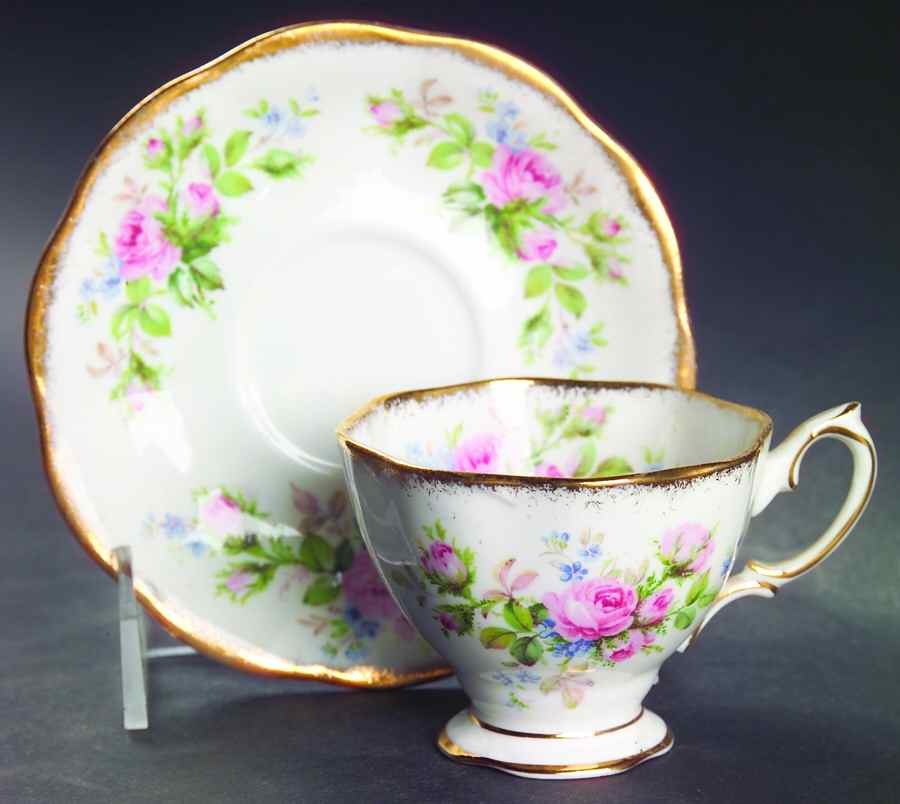 Moss Rose (Hampton, Older) Footed Demitasse Cup & Saucer Set by Royal Albert-1