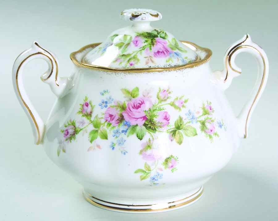 Moss Rose (Hampton, Older) Sugar Bowl & Lid by Royal Albert-1