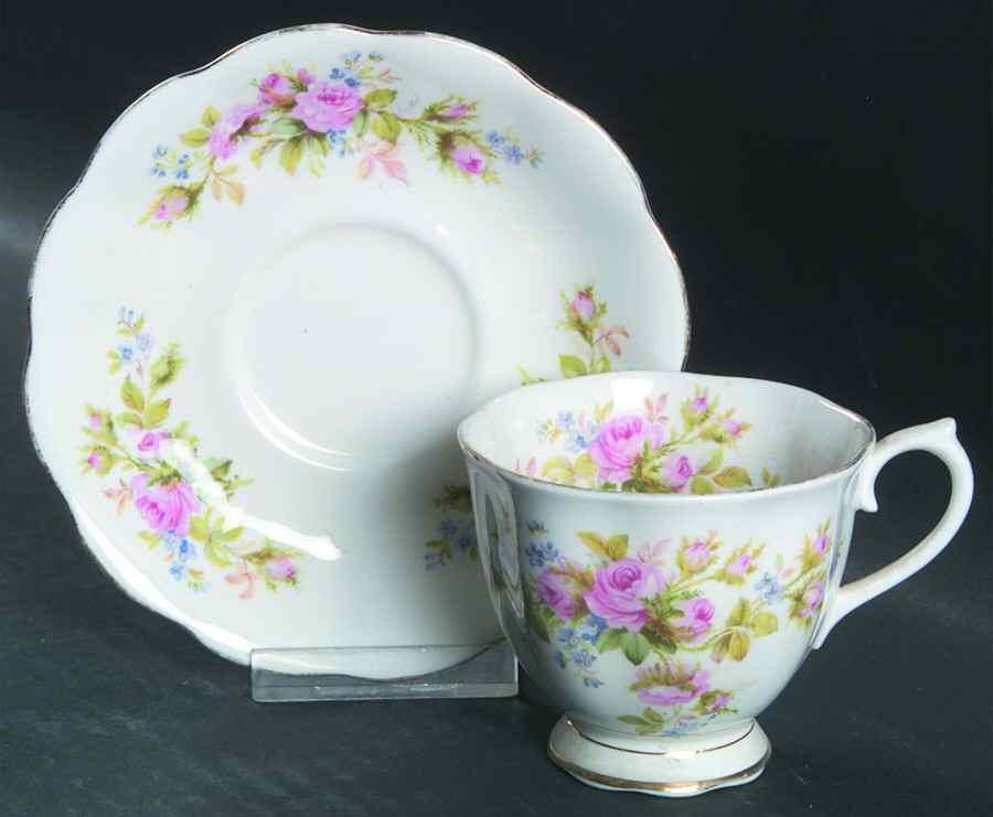 Moss Rose (Hampton, New) Footed Cup & Saucer Set by Royal Albert-1