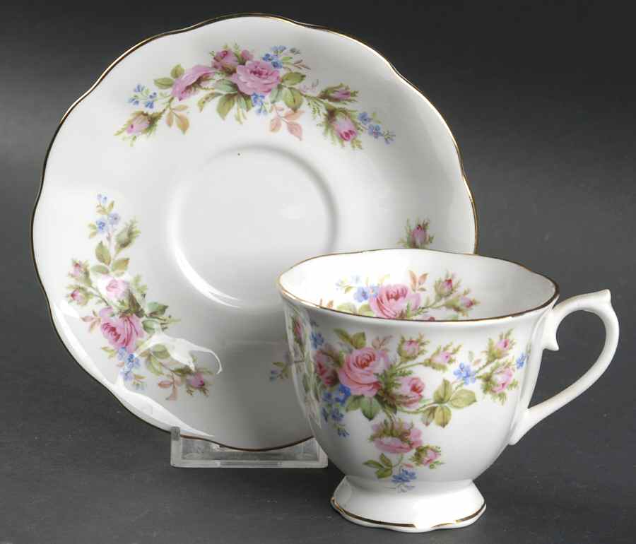 Moss Rose (Hampton, New) Footed Cup & Saucer Set by Royal Albert-1