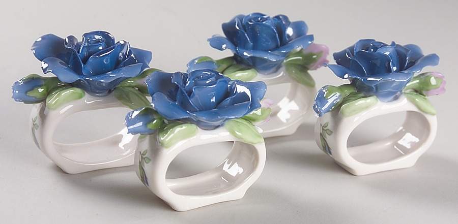 Moonlight Rose Sculpted Napkin Ring - Set of 4 by Royal Albert-1