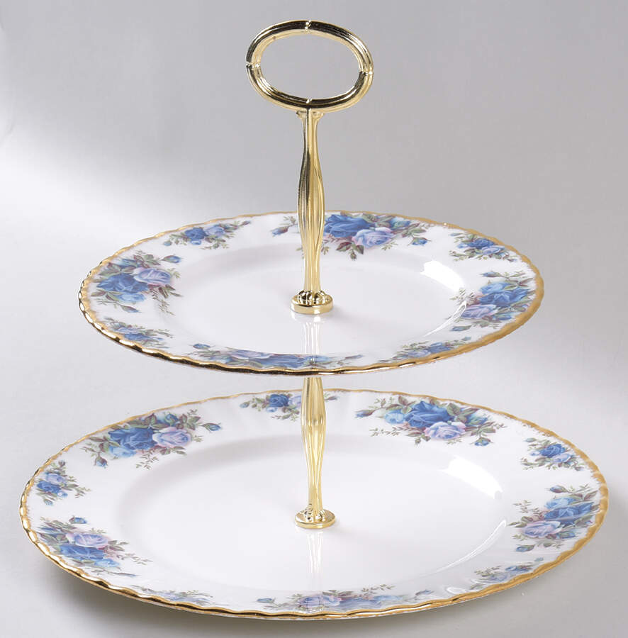 Moonlight Rose 6 5/8"-10"  2 Tiered Serving Tray (Dp, Sp) HC by Royal Albert-1