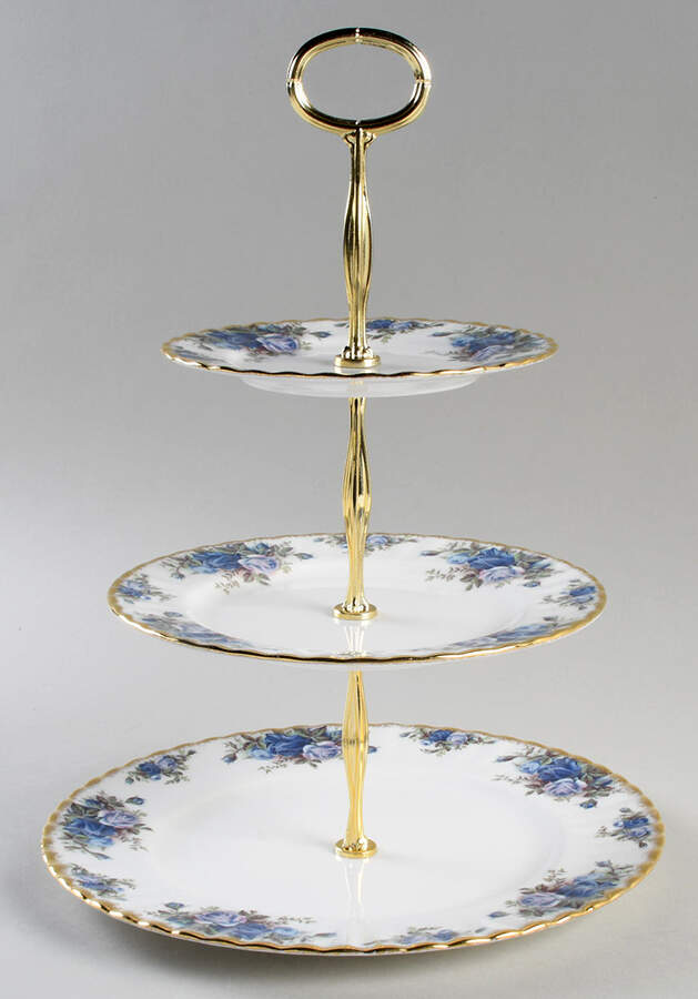 Moonlight Rose 13 7/8"-14 1/4" 3-Tiered Serving Tray(DP,SP,BB) HC by Royal Albert-1