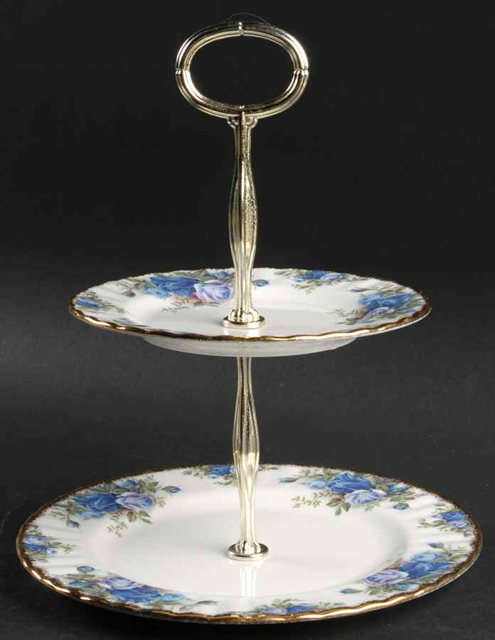 Moonlight Rose 2-Tiered Serving Tray (Salad & Bread/Butter Plate) by Royal Albert-1