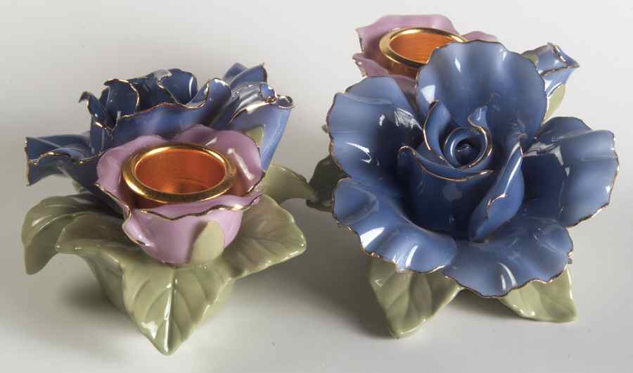 Moonlight Rose Set of 2 2" Figural Taper Candlestick by Royal Albert-1