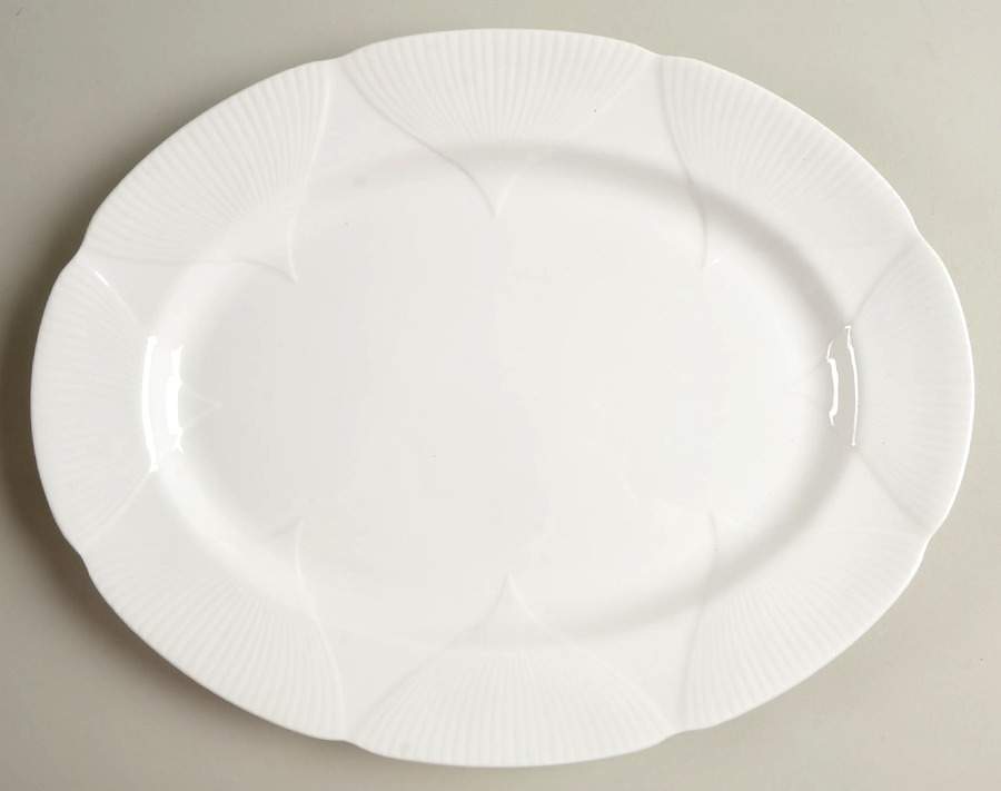 Morning Star (All White) 13" Oval Serving Platter by Royal Albert-1