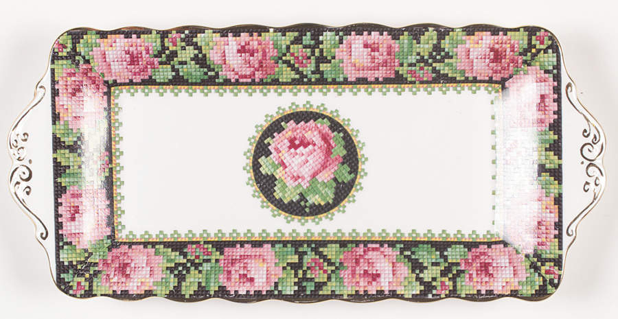 Needle Point Tray for Creamer & Sugar with Lid by Royal Albert-1
