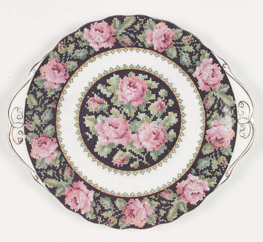 Needle Point Handled Cake Plate by Royal Albert-1